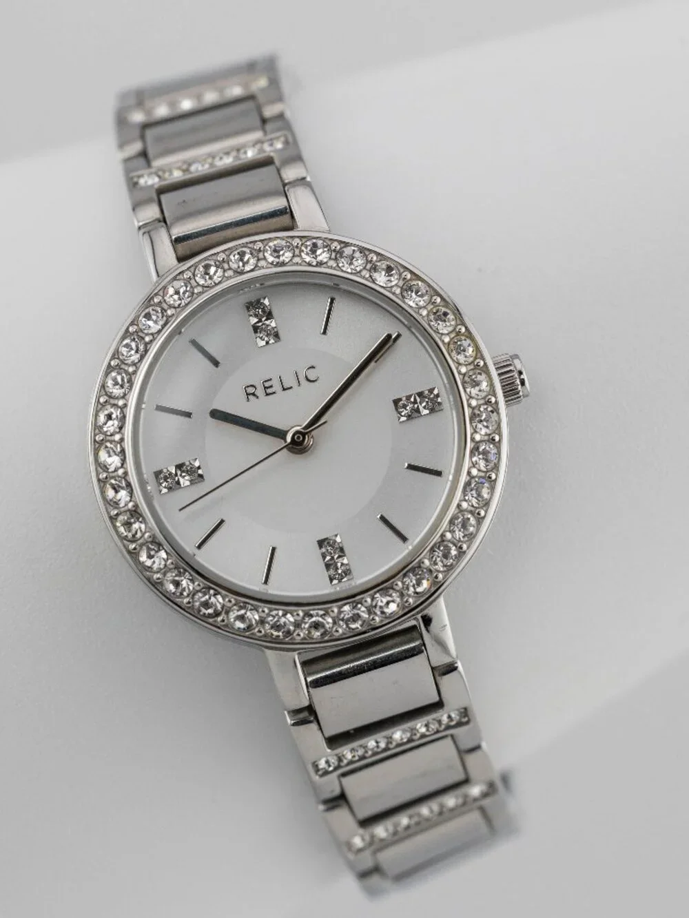 RELIC ZR34144 Silver Crystal Quartz Analog Women's Watch New Battery